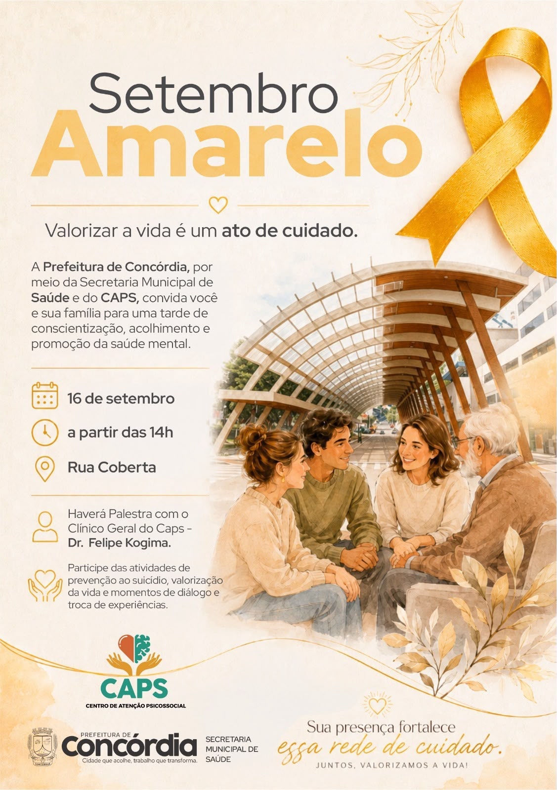 Rua Coberta recebe evento do Setembro Amarelo no dia 16